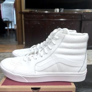 Vans white leather, comfy Cush, brand new sk8-hi high tops